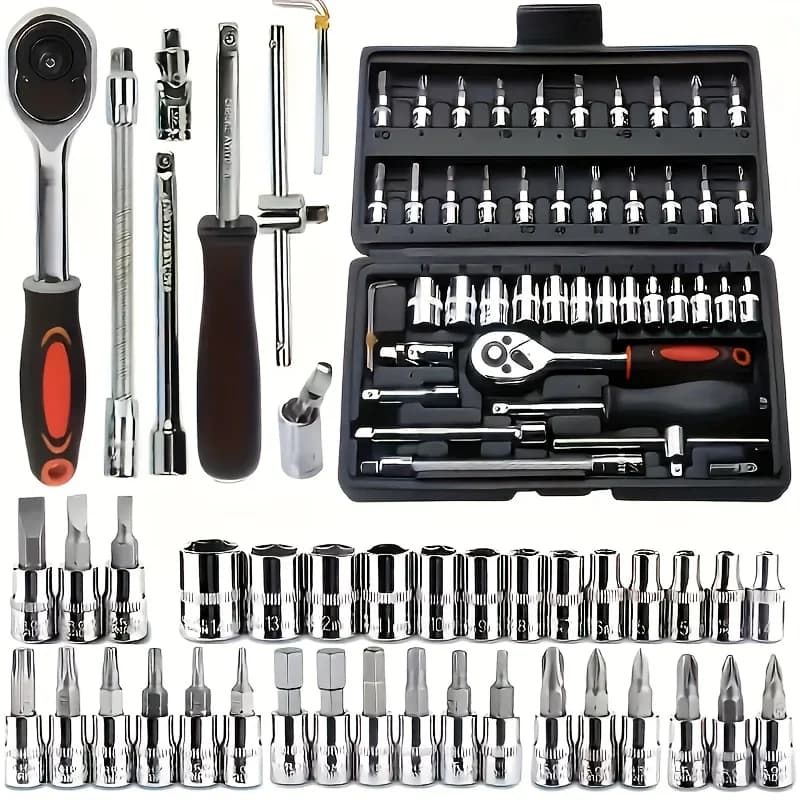 Kit de Ferramentas 250 Peças com Soquetes e Catraca Reversível