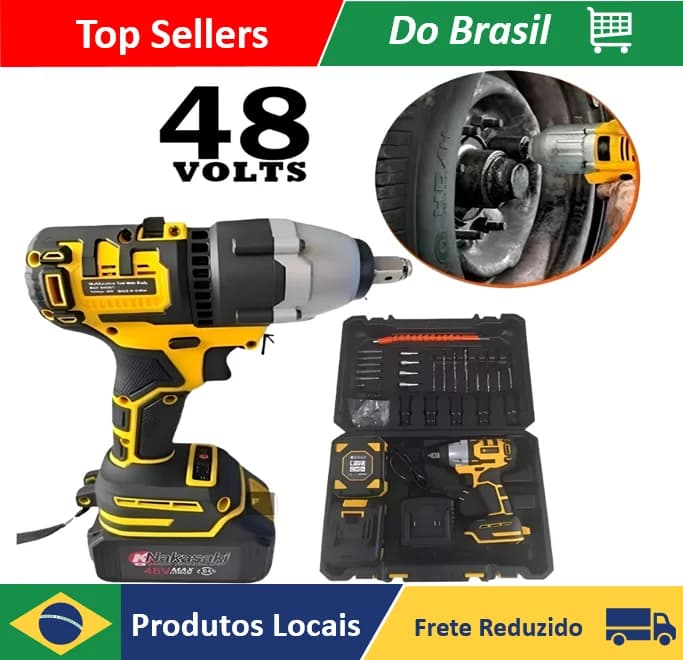 Parafusadeira Furadeira de Impacto 48V com 2 Baterias
