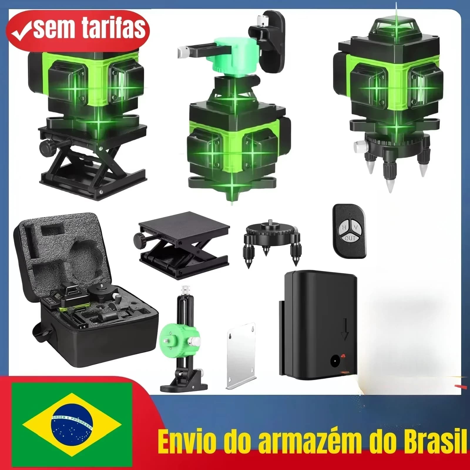 Nível Laser Verde 16 Linhas 4D Autonivelante