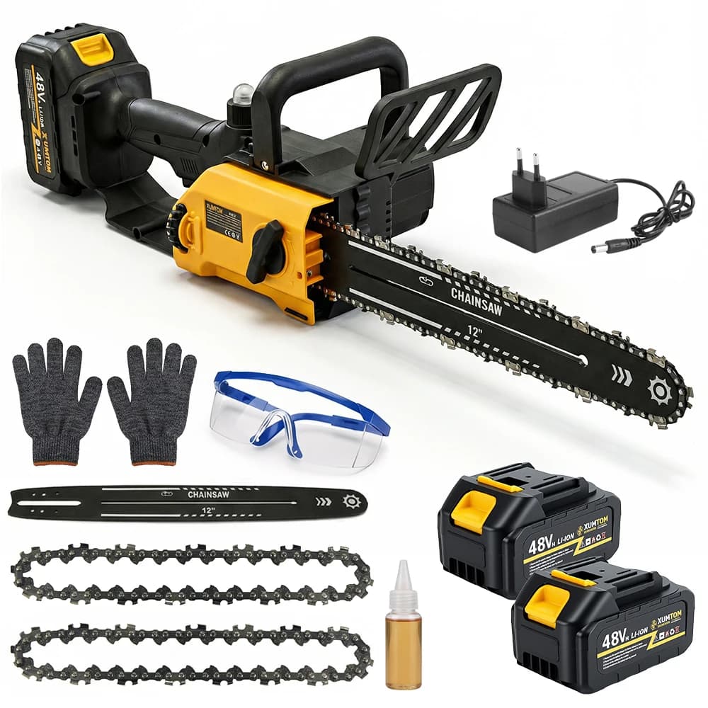 Motosserra Elétrica 48V Brushless 1200W com 2 Baterias